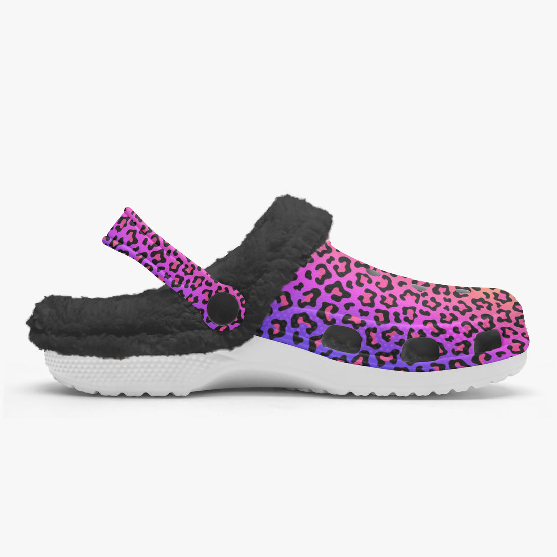 Rainbow Multi Color Leopard Print Lined Clogs