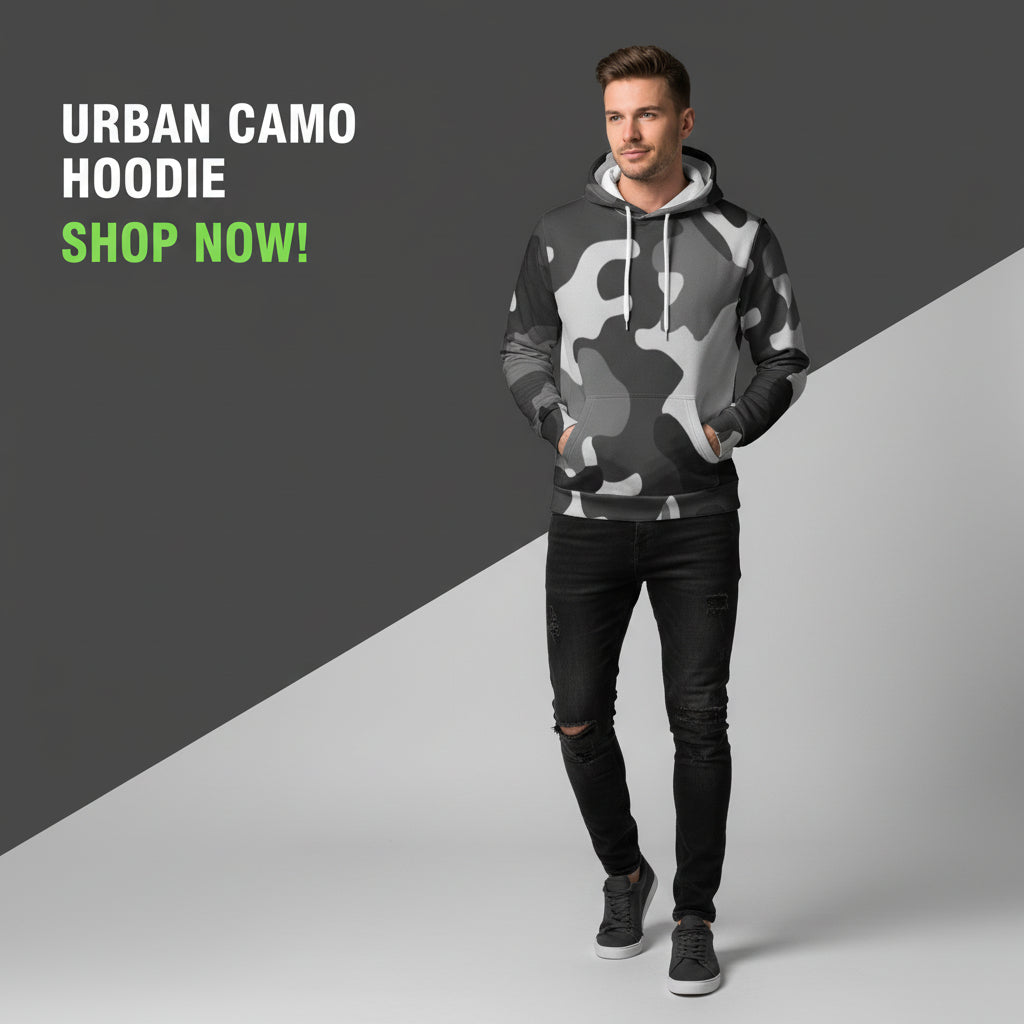 Midnight Stealth Black Camo Hoodie | Unisex Streetwear Pullover