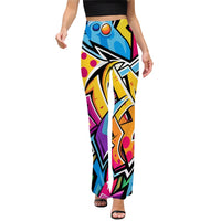 Graffiti Print High Waist Flared Pants Artistic Urban Style Trousers