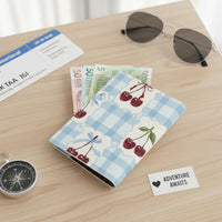 Passport Personalised Cover | Custom Blue Gingham & Cherry Travel Holder