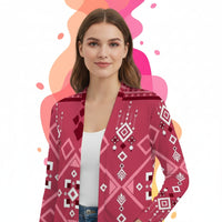 Aztec Print Cardigan | Cherry Red Tribal Patterned Sweater