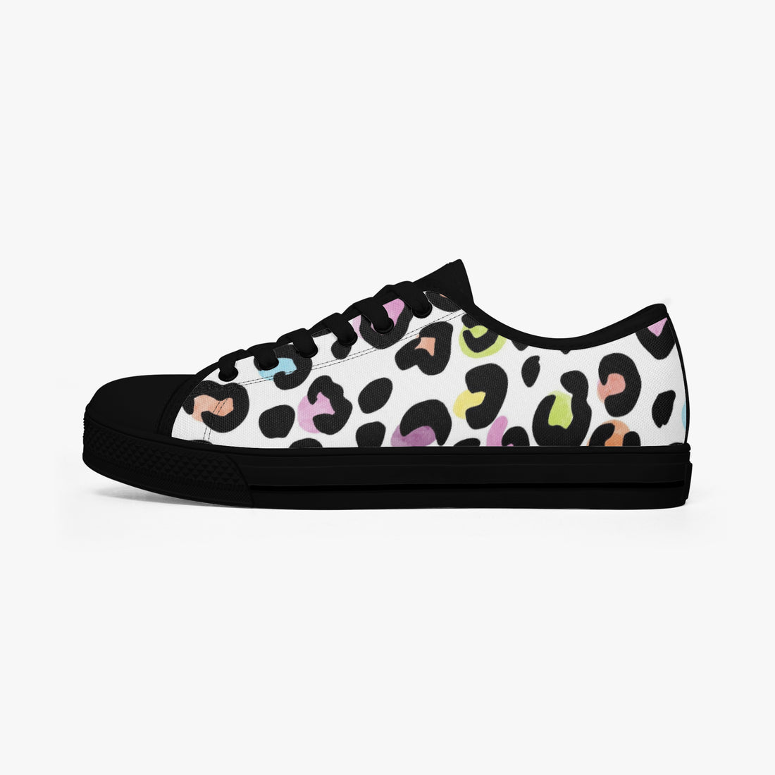 Leopard Print Trainers Womens White Multi Color Canvas Low Top Shoes