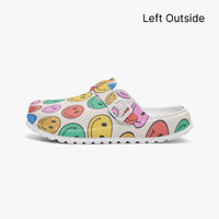 Smiley Face Funky Clogs For Women Multi Coloured Work Shoes