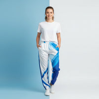 White Colour Track Pants | Unisex All-Over Print Streetwear Joggers