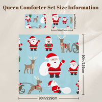 Blue Santa Claus Christmas Holiday Comforter Set Queen