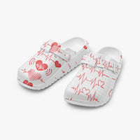 Women's Heartbeat EKG Print Nursing Clogs Professional Hospital Shoes