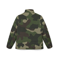 Camouflage Puffer Coat | Classic Green Camo Print Winter Jacket