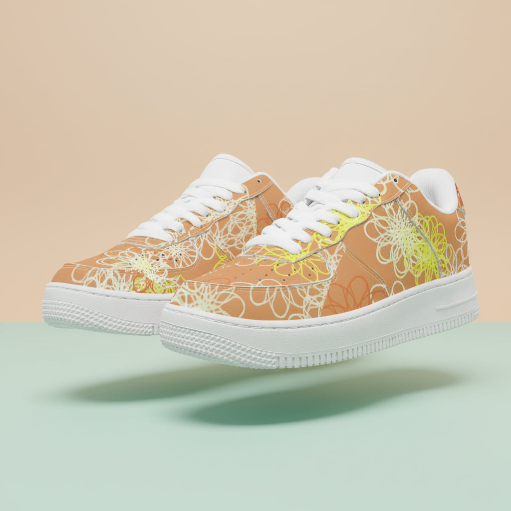 Orange Floral Sneakers | Floral Print Women&