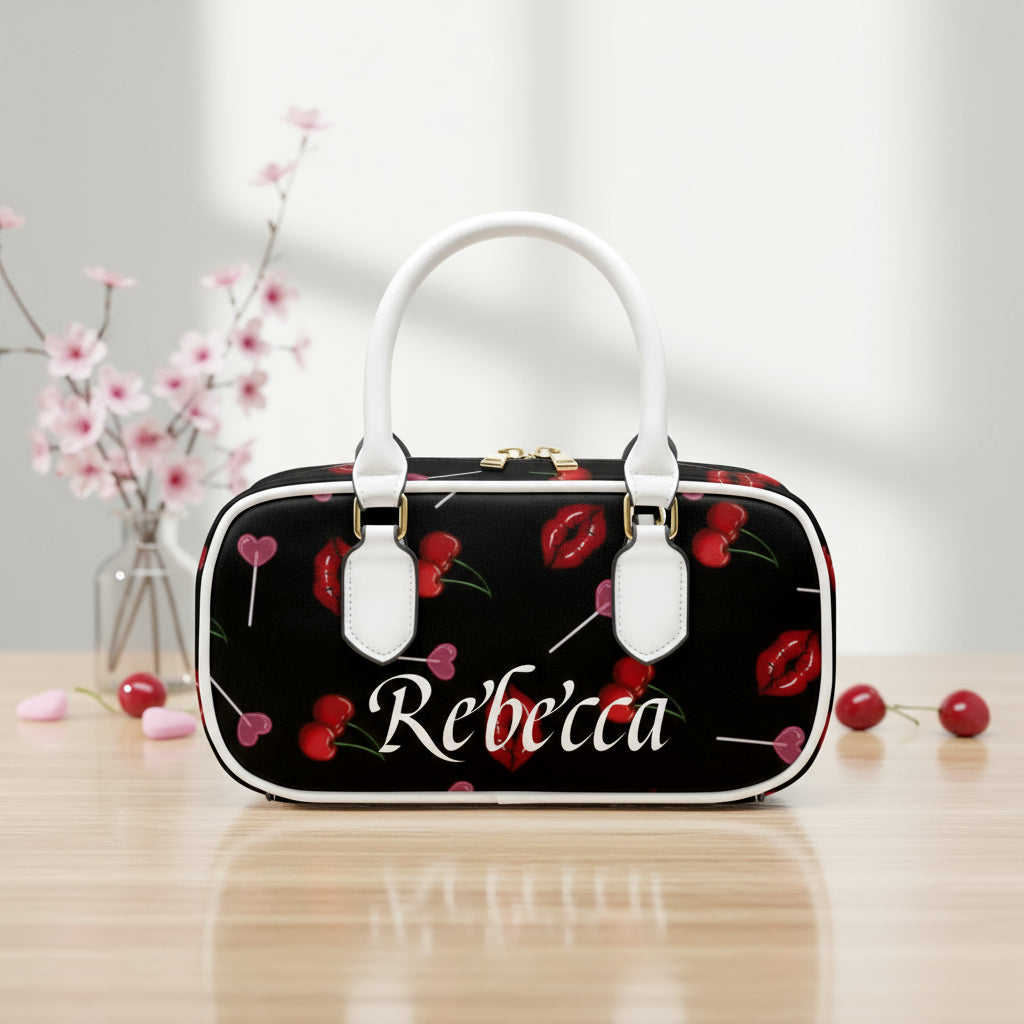 Multi Colored Cross Body Bags | Personalized Black & Red Lips Purse