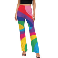 Colourful High Waist Flared Pants Women’s Retro Print Trousers