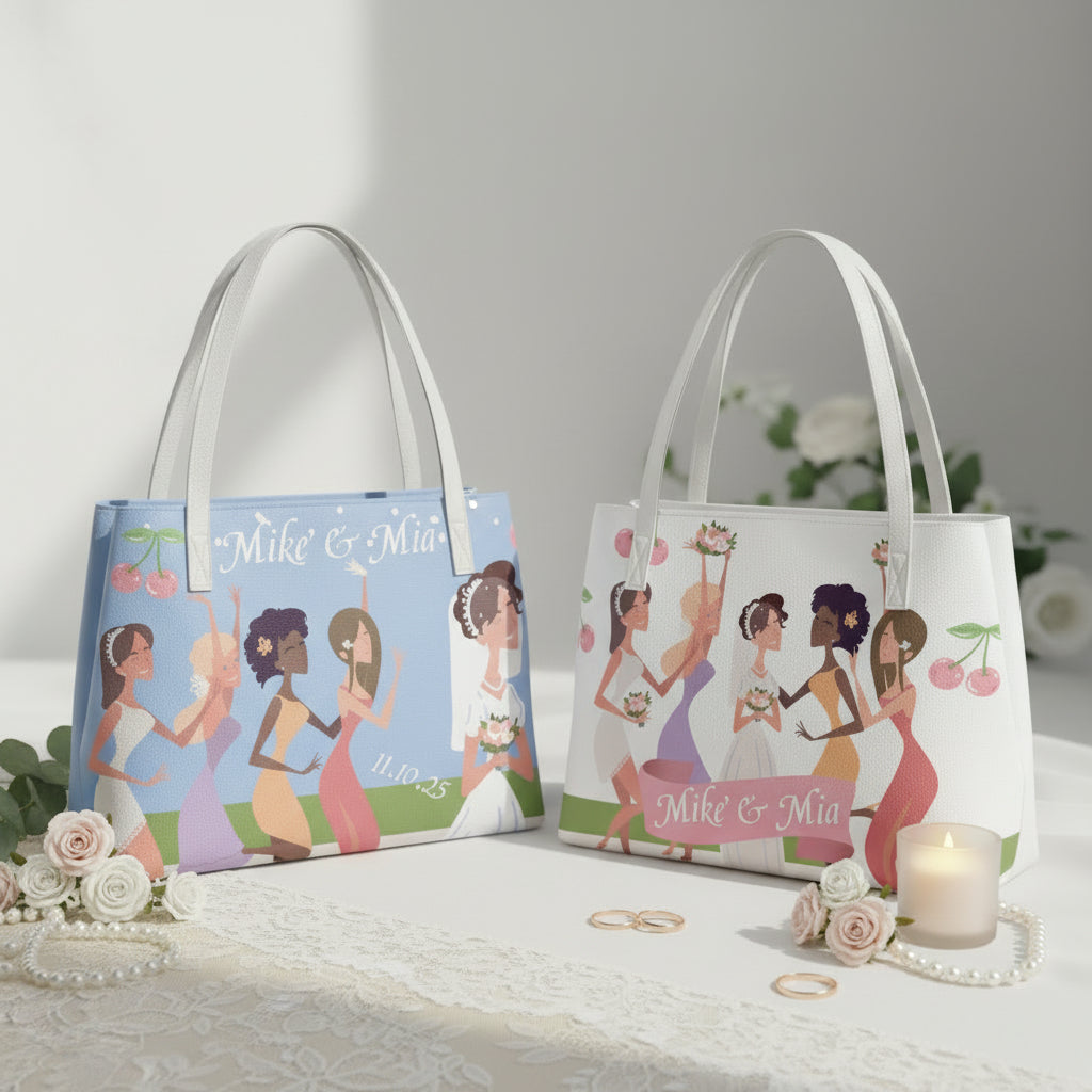 Custom "Something Blue" Leather Tote | Personalized Blue Cherry Handbag