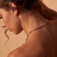Tennis Necklace Vibrant Rainbow Cz Gold-3