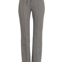 Charcoal drawstring waist scuba stretch pants with relaxed straight-leg fit