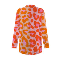 Cardigan Leopard Print | Pink & Orange Ladies Open Front Sweater