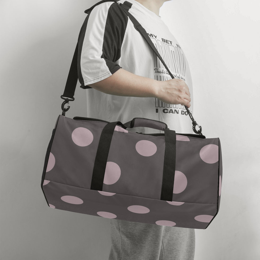 Brown Polka Dot Duffle Bag