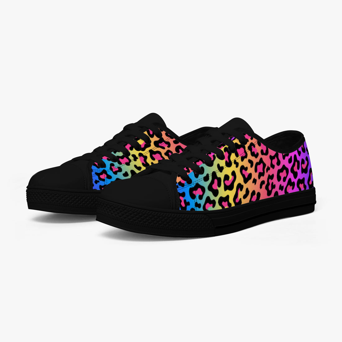 Leopard Print Trainers Womens Neon Electric Color Canvas Low Top Shoes