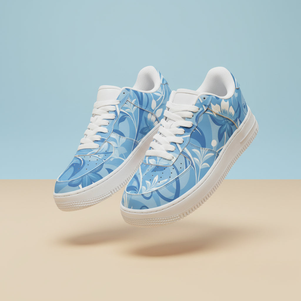 Blue Floral Sneakers | Blue Floral Shoes