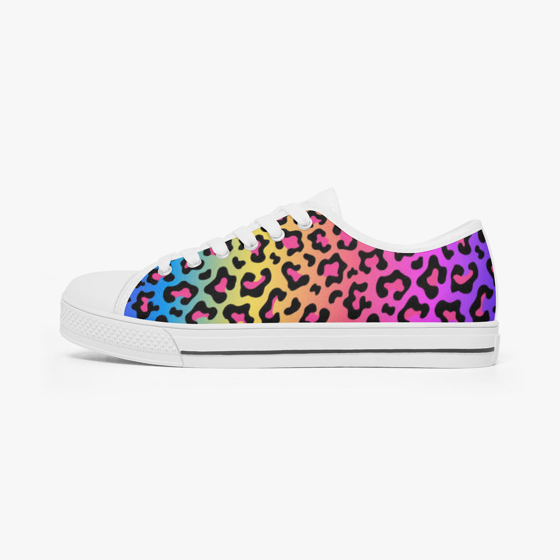 Leopard Print Trainers Womens Neon Electric Color Canvas Low Top Shoes
