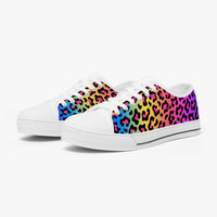 Leopard Print Trainers Womens Neon Electric Color Canvas Low Top Shoes