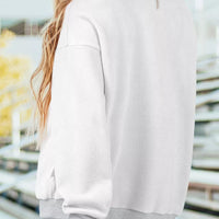 Light gray sweatshirt back view with mock neck, no visible graphic