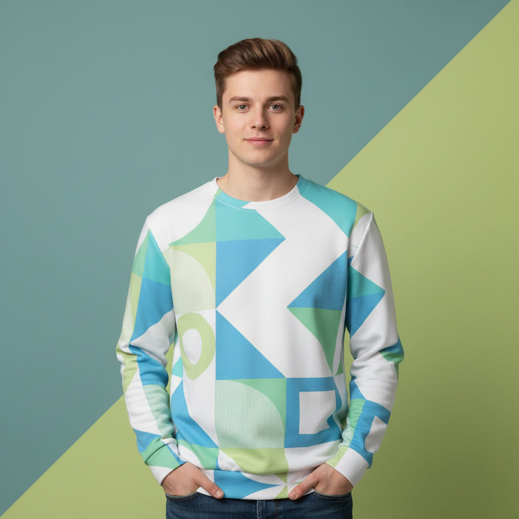 Geometric Print Sweater | Modern Aesthetic Pattern Unisex Pullover