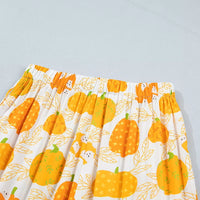 Printed lounge shorts with elastic waist and pumpkin pattern in sherbet tones