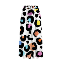 Women's Midi Skirt with Pockets Multi Color Leopard Print