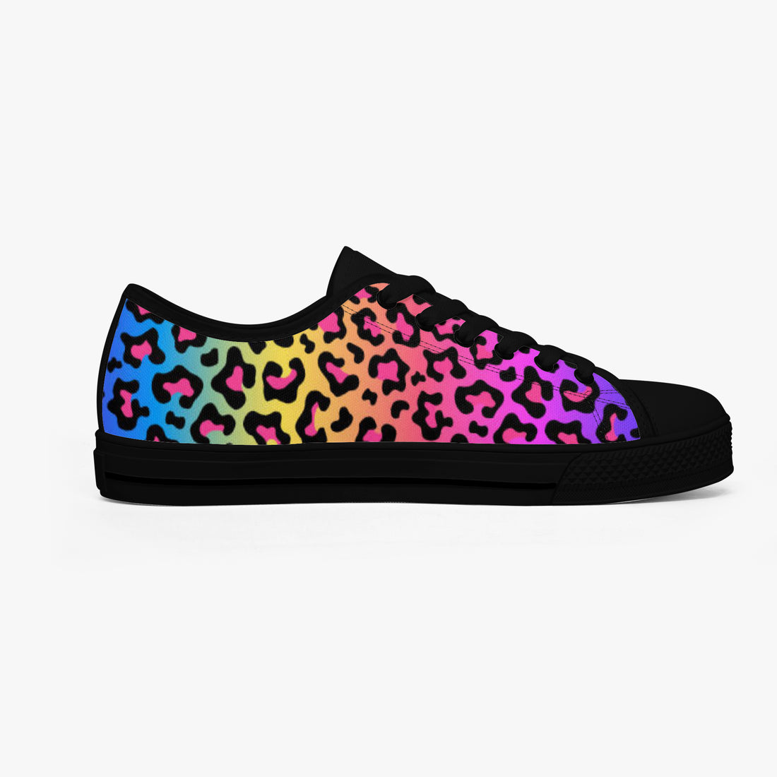 Leopard Print Trainers Womens Neon Electric Color Canvas Low Top Shoes