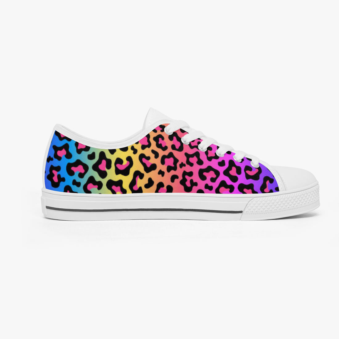 Leopard Print Trainers Womens Neon Electric Color Canvas Low Top Shoes