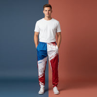 Red And White Track Pants | Unisex All-Over Print Streetwear Joggers