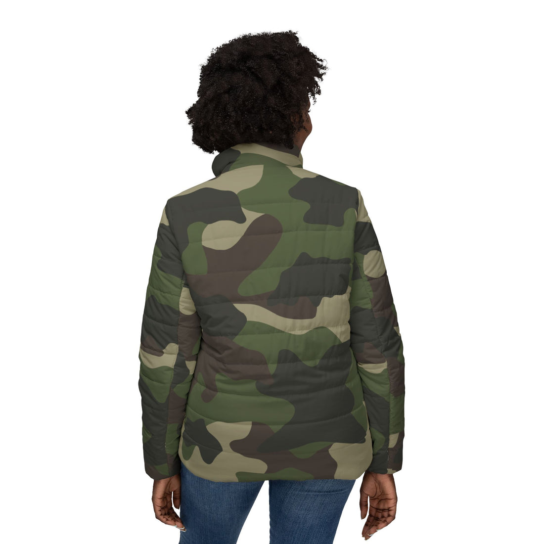Camouflage Puffer Coat | Classic Green Camo Print Winter Jacket