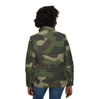 Camouflage Puffer Coat | Classic Green Camo Print Winter Jacket