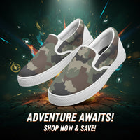 Classic Green Camo Slip On Sneakers | Unisex Camouflage Print Canvas Shoes