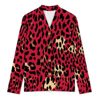 Red Leopard Print Buttoned Cardigan