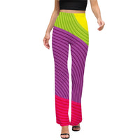 Multi Coloured Print Flared Pants Women’s Abstract Pattern Trousers