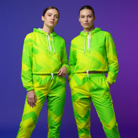 Lime Green Windbreaker | Women's Cropped Pullover Hooded Jacket