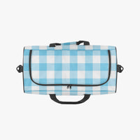 Blue Gingham Duffle Bag Light Blue Canvas