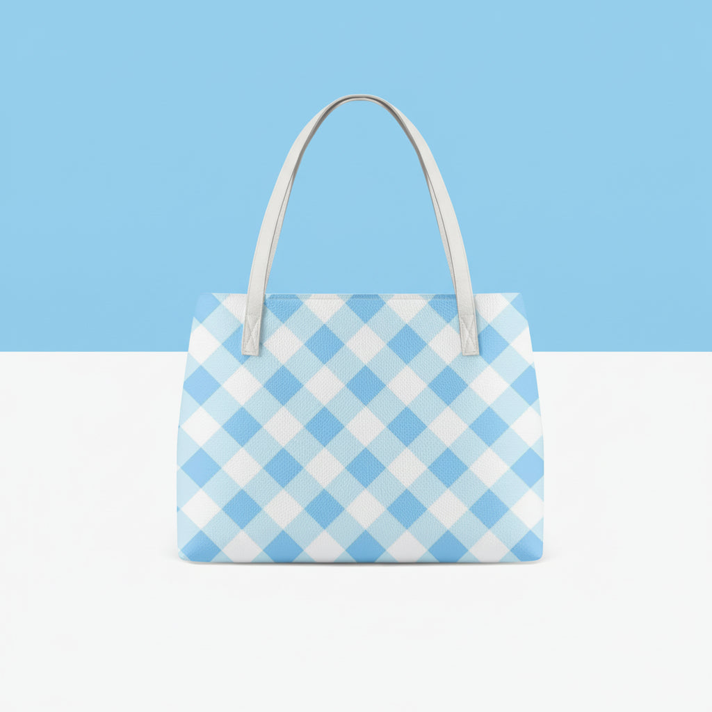 Blue Gingham Bag | Blue Shoulder Handbag