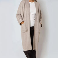 Mocha Longline Cardigan With Pockets-0