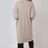 Mocha Longline Cardigan With Pockets-2