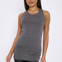 Charcoal racerback slim-fit vest top with round neckline