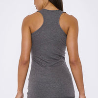 Charcoal racerback vest top, back view