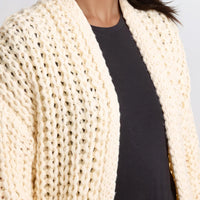 Cream Chunky Knit Cardigan With Pockets-1