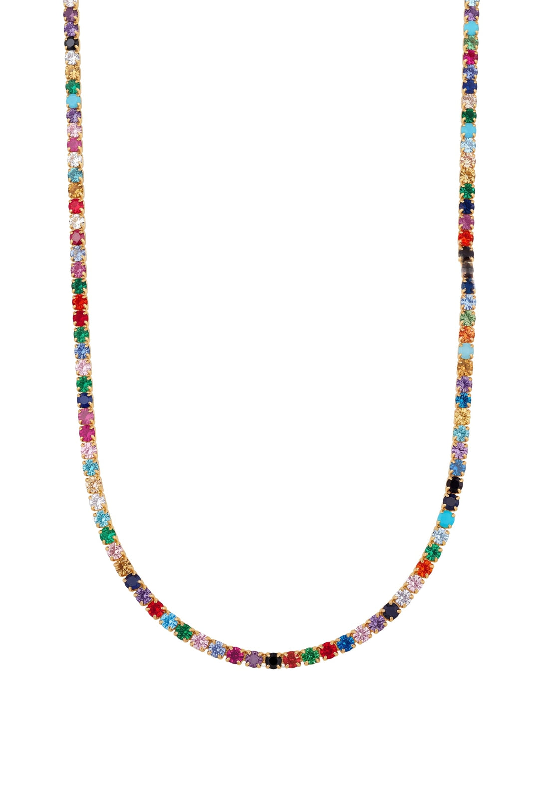 Tennis Necklace Vibrant Rainbow Cz Gold-0
