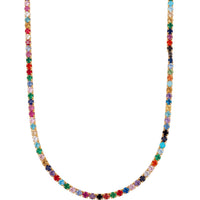 Tennis Necklace Vibrant Rainbow Cz Gold-0
