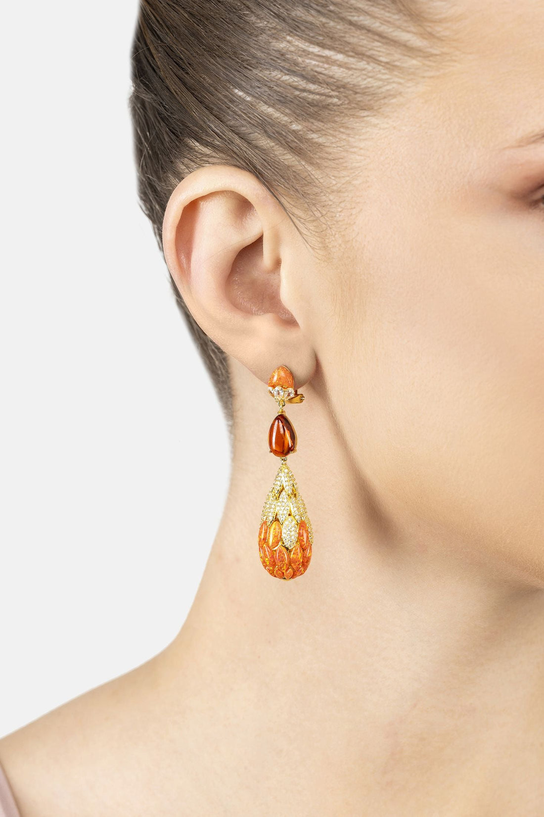 Carmen Fire Opal Drop Earrings Gold-3