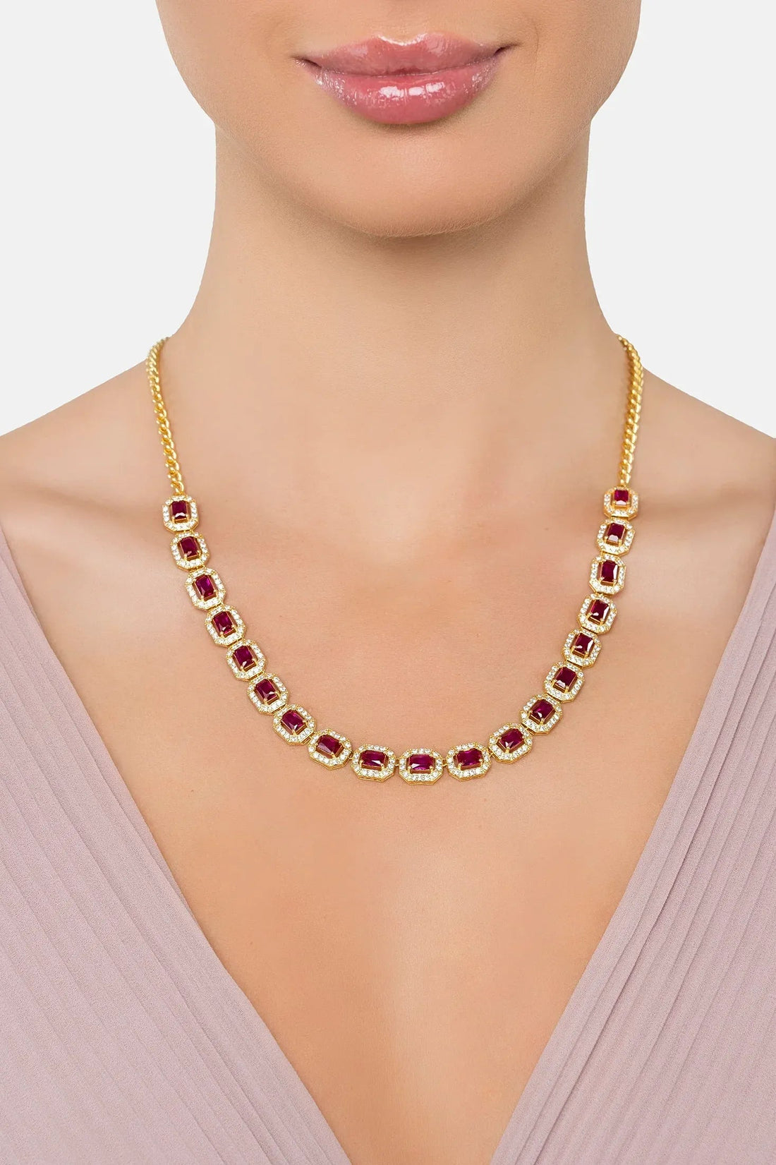 Whistledown Ruby Gemstone Necklace Gold-1