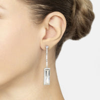 Margaux moissanite silver drop earring with rectangular pendant