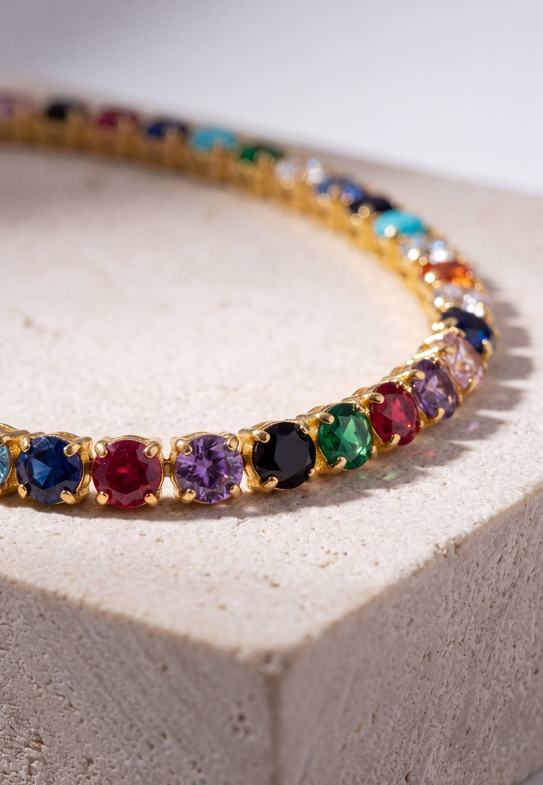 Tennis Necklace Vibrant Rainbow Cz Gold-2