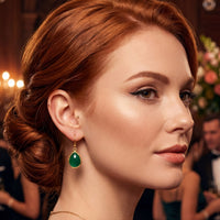 Petite Drop Earrings Green Onyx Gold-3